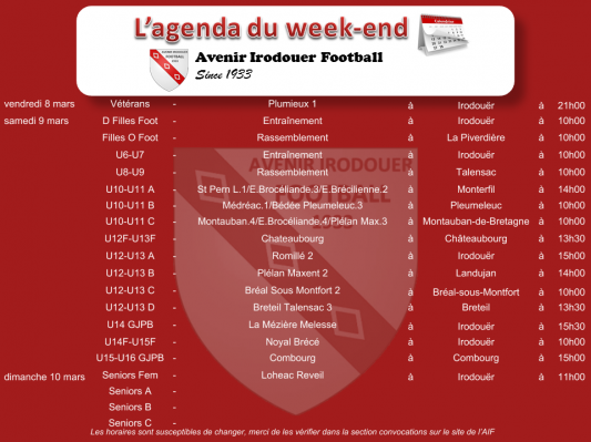 190310 agenda weekend