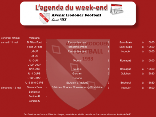 190512 agenda weekend