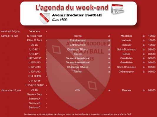 Agenda weekend 4