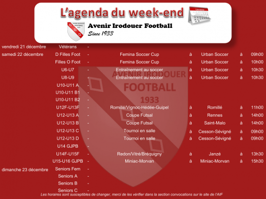 Agenda weekend 5