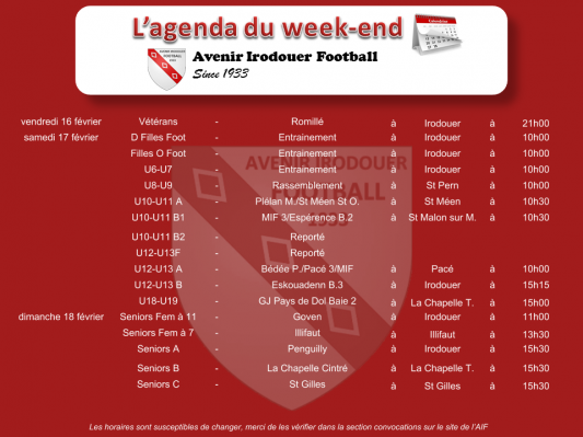 180218 agenda weekend