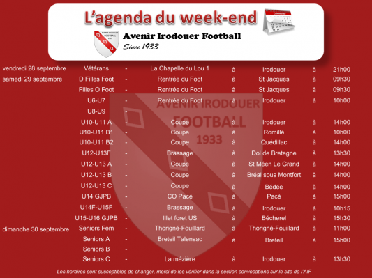 180930 agenda weekend