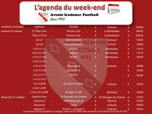 181021 agenda weekend