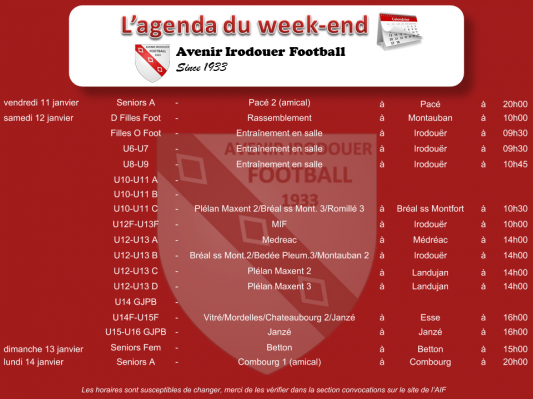 190113 agenda weekend