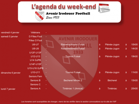 Agenda weekend 6