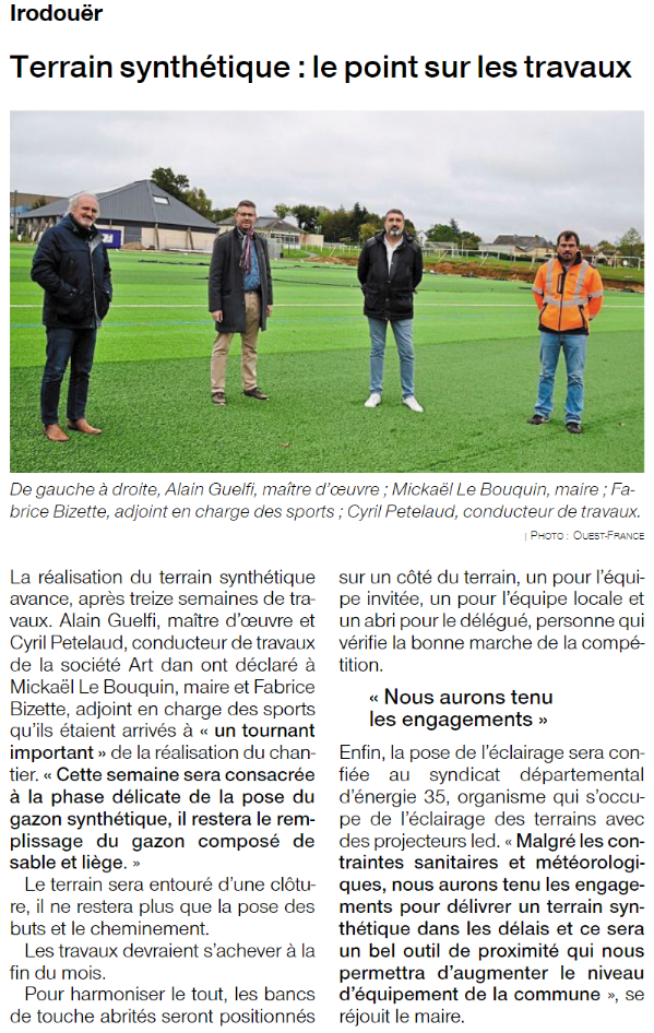 Article de presse ouest france 20201012