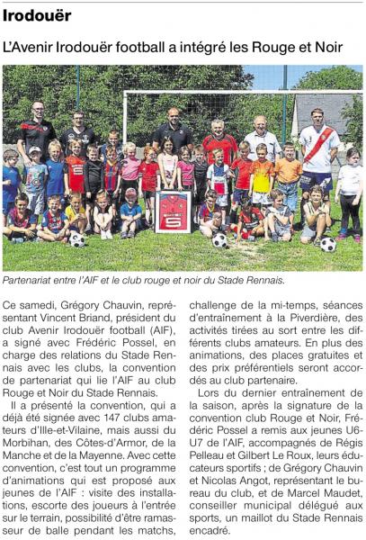 Article ouest france mardi 20 juin partenariat stade rennais